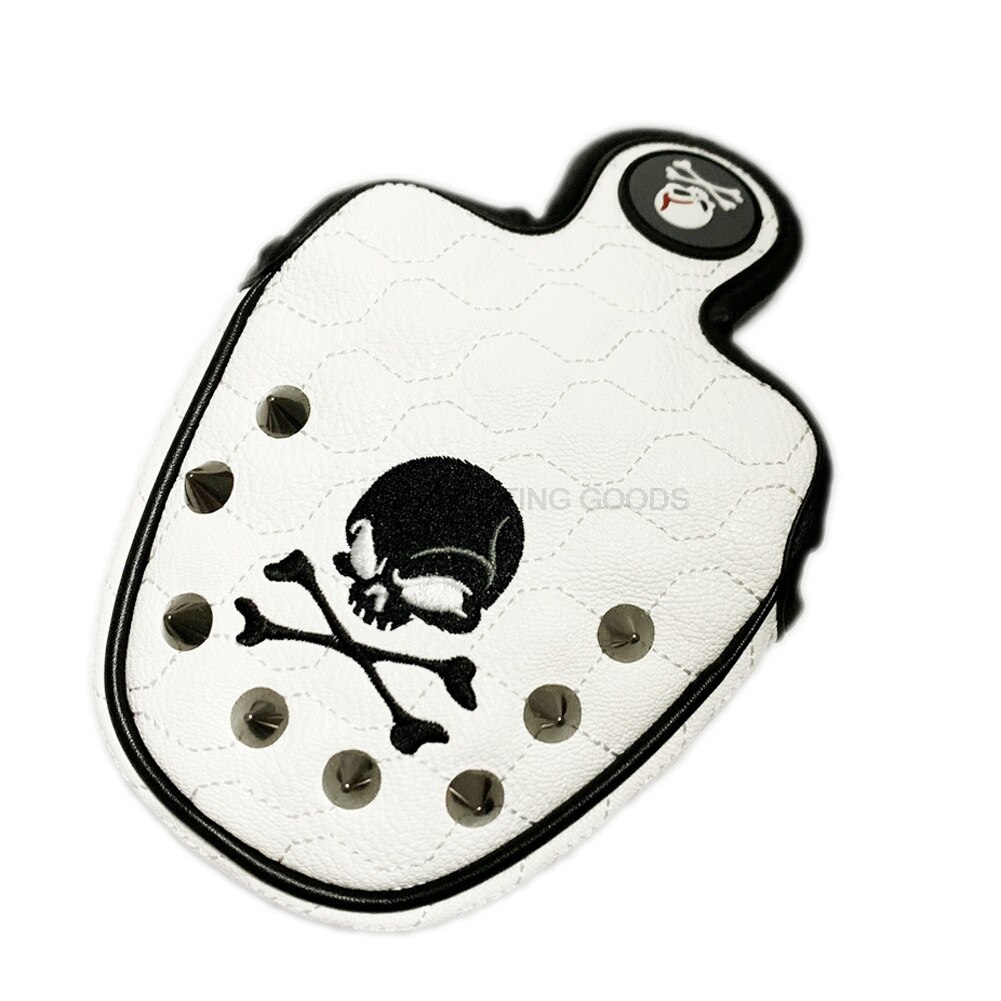 1 pc Golf Head Cover For Putter Magnetic Closure Synthetic Leather Covers White Black Headcover For Golfer with Skull Rivets