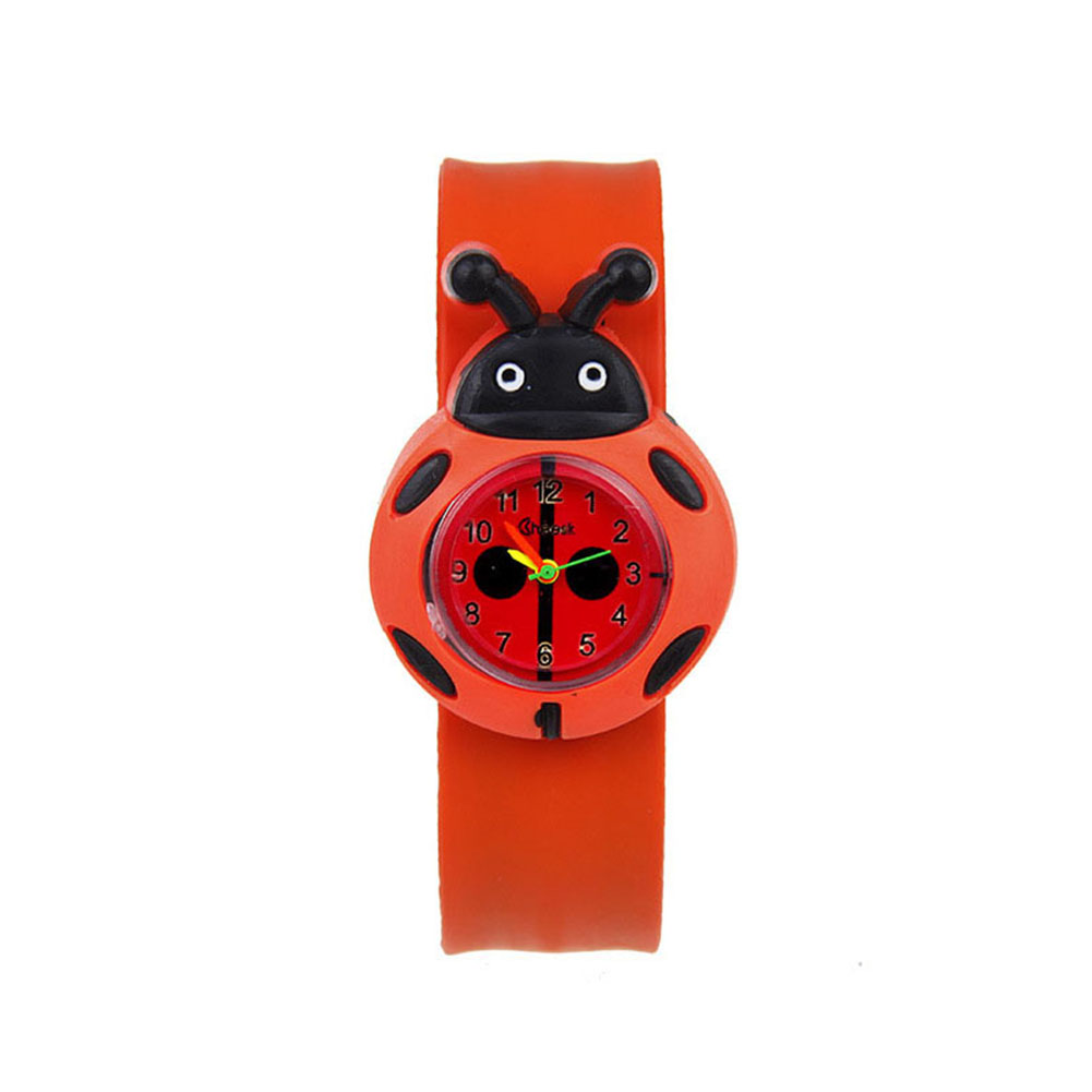1 Pcs Children Kids Wrist Quartz Watch Silicone Strap Cute Cartoon Style Birthday FO: Ladybird
