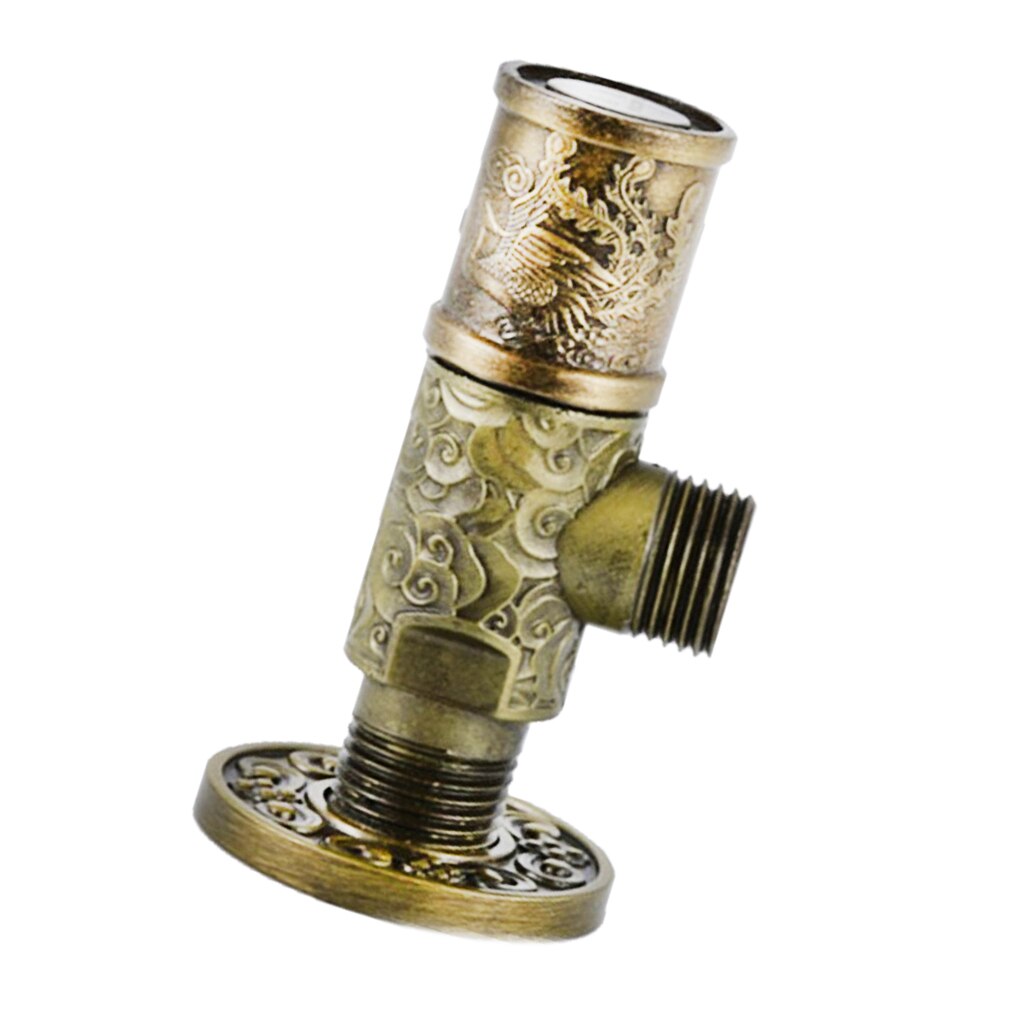 Vintage Gold Brass triangle valve Threaded Rotary Handle Valve Water Tap