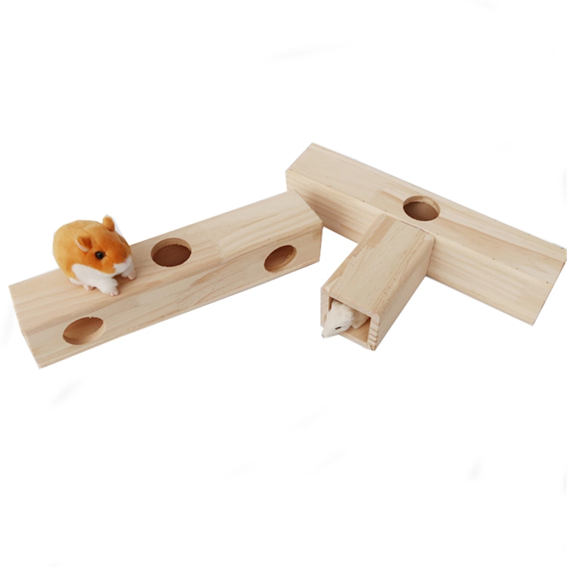Holz Tunnel Chinchilla Versteck Kauen Spielzeug Spielen Zentrum für Igel Hamster Mäbenutzen Ratte Rennmaus Eichhörnchen 2 Arten Y5GB