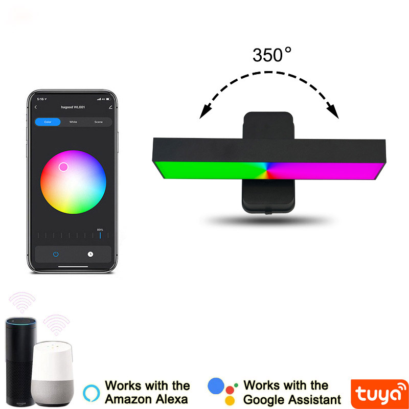 Bevægelsessensor udendørs drejelig firkantet verandalampe vandtæt  ip65 balkon have gårdhave væglampe tuya rgb led væglampe: Gul