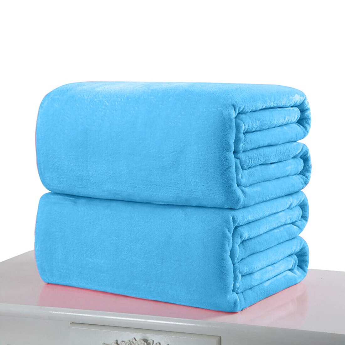 Nuttig Super Zacht Flanel Effen Sprei Deken Gooit Fleece Deken Manta Coberto Voor Slaapbank Auto Kantoor: 70x100cm / blue