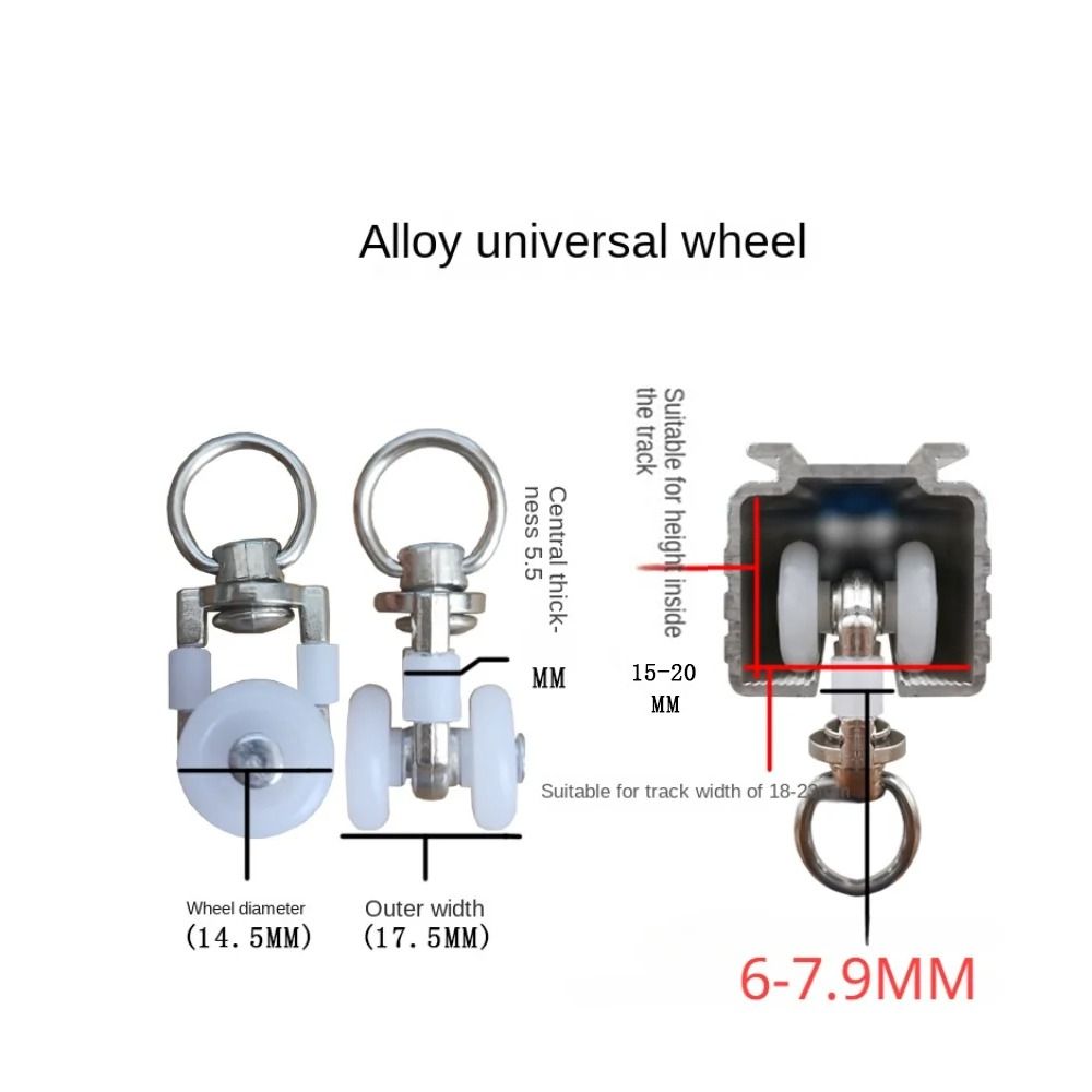 Gordijnspoor Roller Drapery Rail Glijdende Zweefvliegtuig Glijdende Katrollen Rails Plafond Katrol Dragers Met Dubbele Wielen Gordijn Metalen Wielen: WHITE