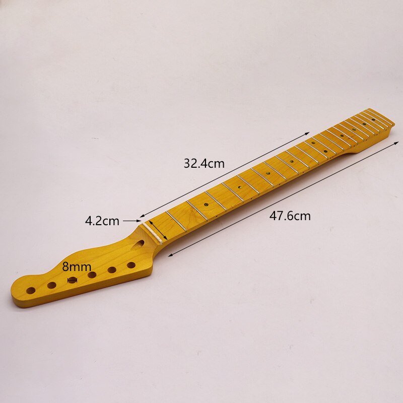 TL Canada maple wood electric guitar neck matte finish 22 frets yellow color with middle line on the back