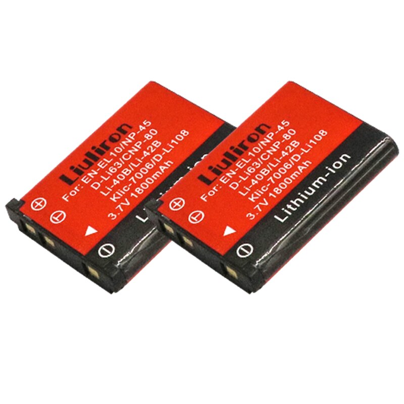 Batería de 1800mAh EN-EL10 EN EL10 LI-42B LI 42B 40B para nikon OLYMPUS U700 U710 FE230 FE340 FE290 FE360: 2battery