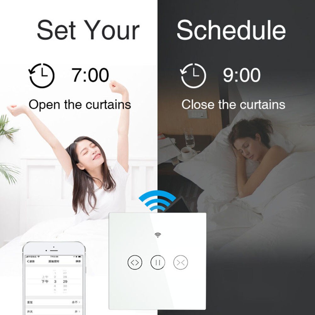 Smart Remote Home Electric Curtain Control for Electric Curtain Blind WiFi Touch Switch Shutter Voice Control for Alexa