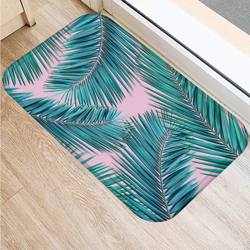 Tropisk monstera mønster køkken indgang 40*60cm dørs måtte koral fløjl tæppe dørmåtte indendørs gulvmåtter skridsikker tæppe 48233: 2dd-48233-014