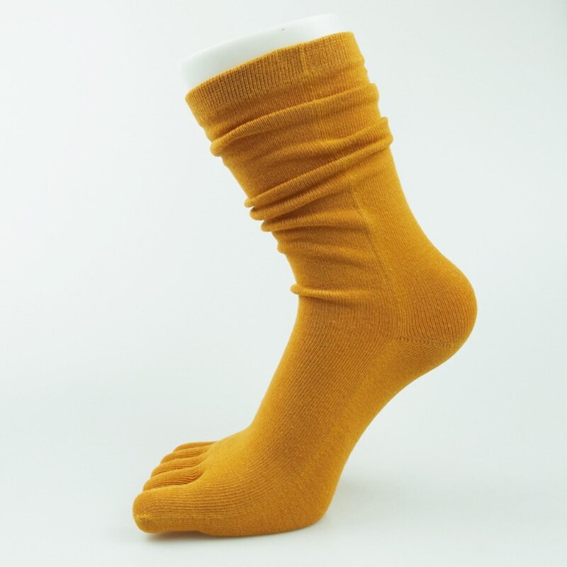 Chaussettes Tube longues à cinq doigts pour femmes, Simple, couleur unie, doux, respirant, orteils séparés, bonneterie en coton, automne décontracté