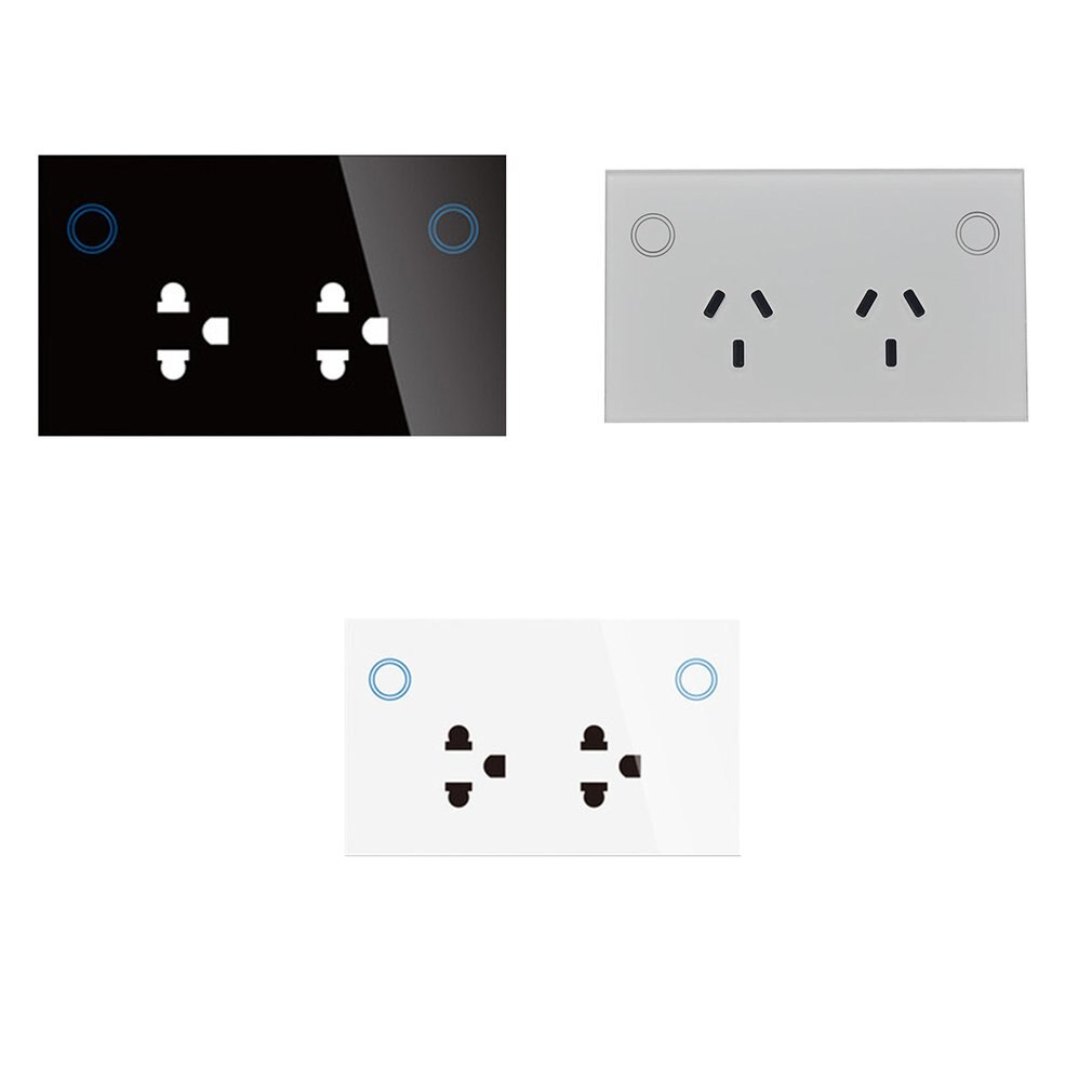 Touch Double GPO Glass Panel Power Point Wall Outlet Socket Switch 10AMP mobile phone control socket