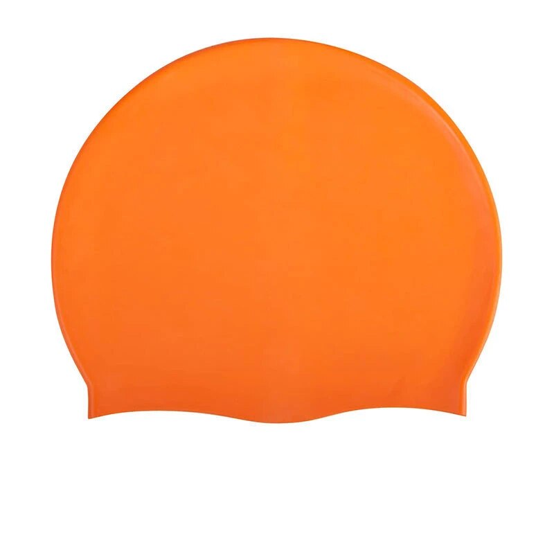 Badekappe, Silikon, wasserdicht, für Männer, Frauen, Erwachsene, freundlicher, langes Haar, Poolkappen, Tauchen, Schwimmausrügestochen, elastische Kappen: Orange