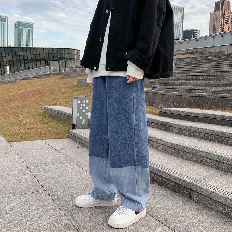 DUEWEER Mens Jeans Spring Autumn Gradient Loose Straight Trousers Men Casual Baggy Plus Size Harajuku Flare Wide Leg Denim Pants