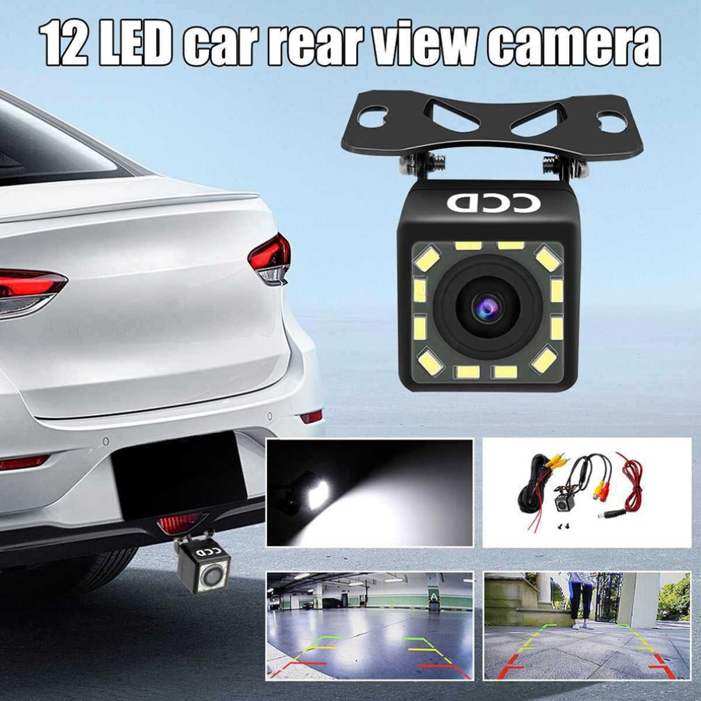 12 Lights Plug-In Square Reversing Camera Car Night Waterproof Reversing Image Rear View Wide-Angle Reversing Camera