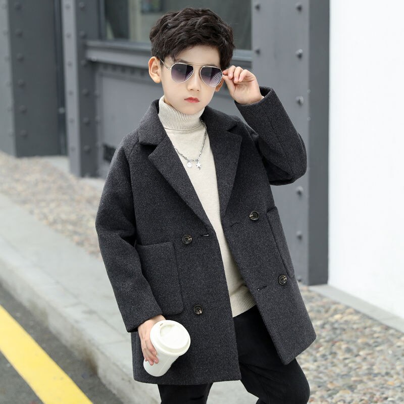 Chaqueta de lana para bebés, abrigo grueso y cálido, D226, otoño e invierno,: Black / 8