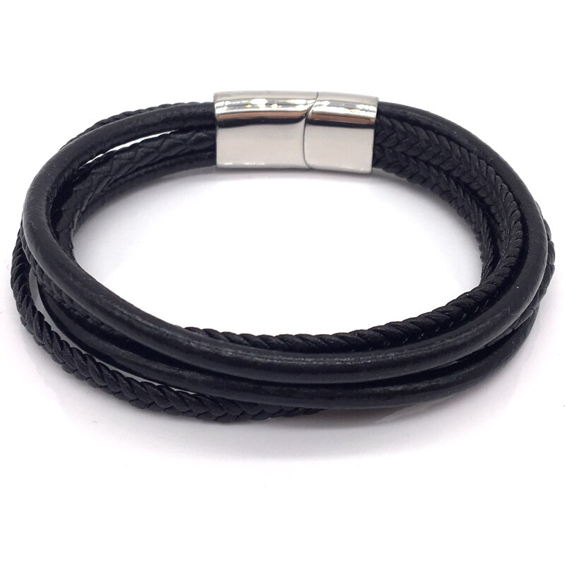 NAIQUBE Braccialetto di Cuoio di Modo per Gli Uomini in Acciaio Al Titanio classico di tendenza Braccialetti Attorcigliati per Gli Uomini del Regalo Dei Monili