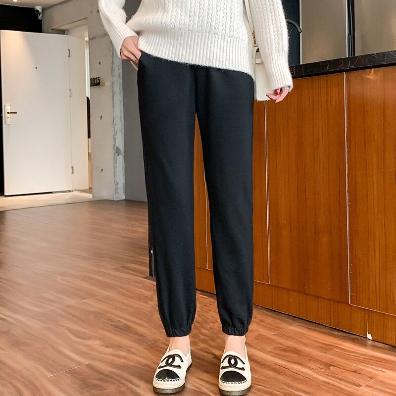 853# Spring Autumn Cotton Maternity Pants Adjustable High Waist Belly Casual Clothes for Pregnant Women Pregnancy Sweatpants