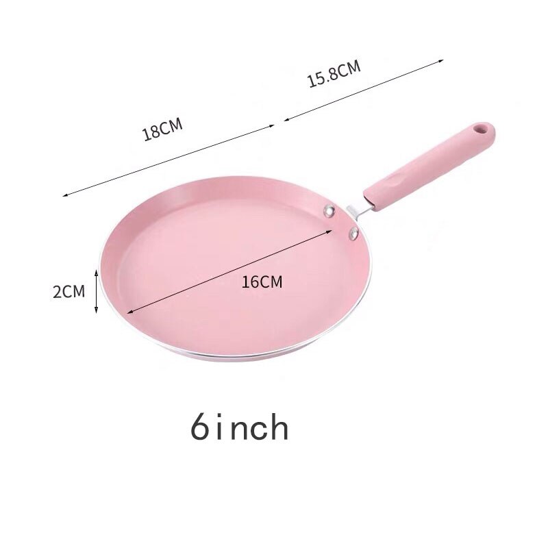 Roze/zwart/gouden antiaanbak maifan stenen wok pannenkoek ei steak antiaanbakpan geen olie rook thuis algemeen koken pan: Roze 6 inch