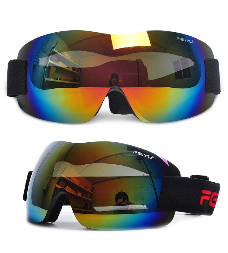 Skidglasögon män kvinnor snowboardglasögon enkelglasglasögon för vuxna skidåkning cykling vandring ögonskydd: Röd