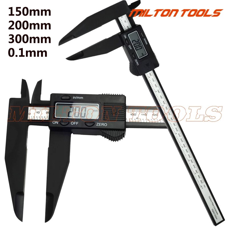 150mm 200mm 300mm 0.1mm Digital Electronic Vernier Caliper Jaw Long Plastic Digital Caliper Micromete DIY Measuring Tools