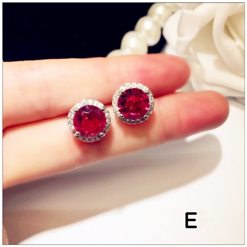 S925 Sterling Silber Tropfen Ohrringe Für Frauen Ohr Studs Feine Schmuck Luxus Red Zirkonia Temperament Brincos: E