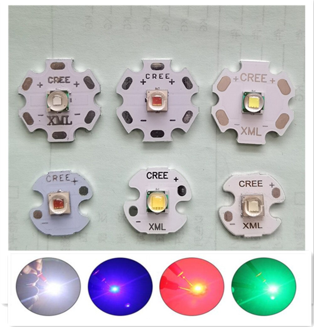 1 sztuk CREE XML XM-L T6 doprowadziło U2 10W zimny biały ciepły biały niebieski UV wysokiej dioda doprowadziło dużej mocy nadajnika diody z 16mm 20mm PCB dla majsterkowiczów