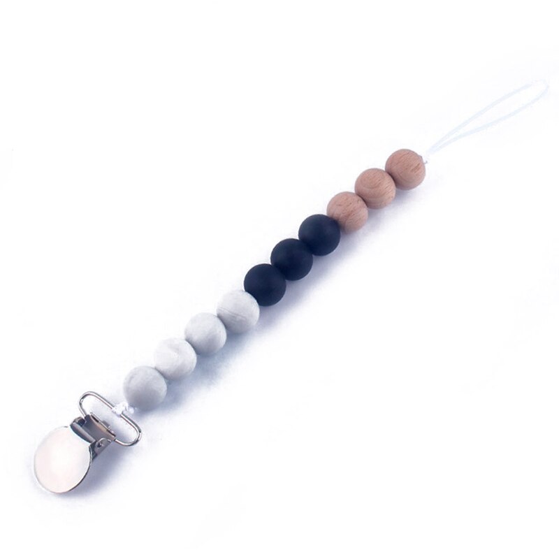 Baby Houten Fopspeen Clip Voor Kinderen Anti-Verloren Chain Holder Baby Fopspeen Bijtring Speelgoed Pasgeboren Fopspeen Ketting