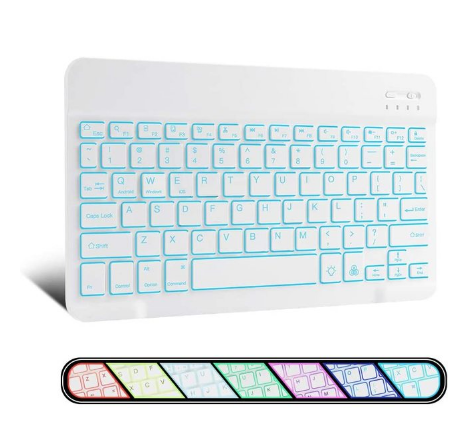 Dla klawiatury iPad podświetlana klawiatura bezprzewodowa Bluetooth-kompatybilna z klawiaturą Samsung Xiaomi Huawei Apple Phone: White