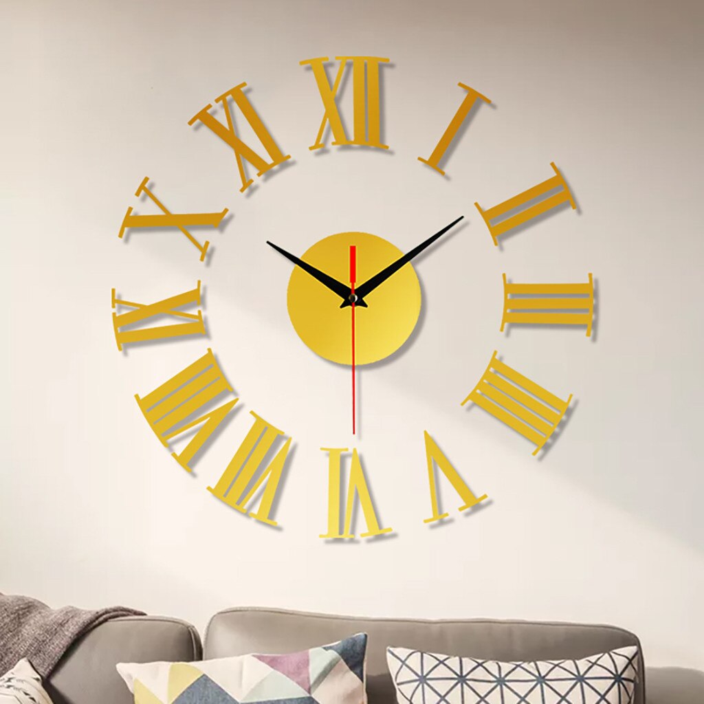 Home Acrylic Clock Frameless DIY Wall Mute Clock 3D Mirror Surface Sticker Home Office Decor DIY Wall Clock living room