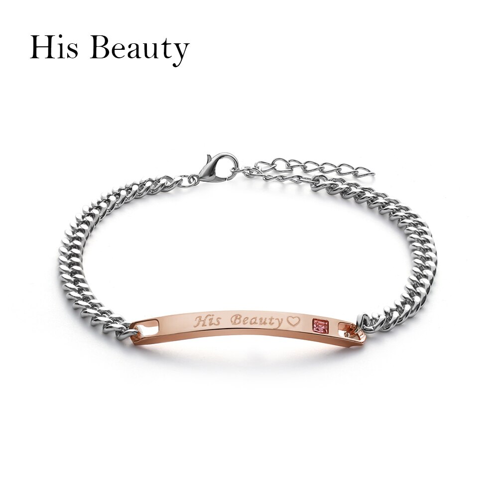 Un par de encantadoras pulseras a la para hombre y mujer, de Her King, su Reina, corona de cristal romántica, accesorios de , joyería de mano: His Beauty