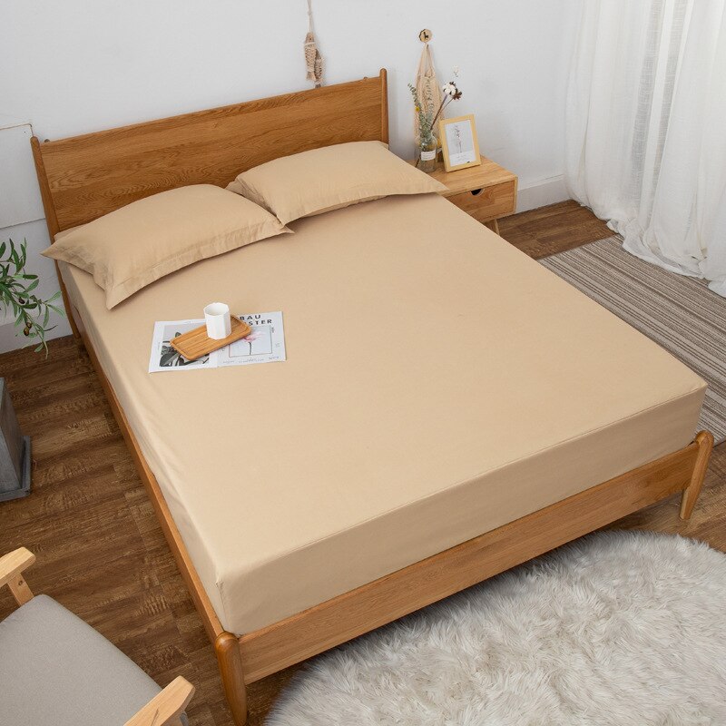 Polyester Waterproof Mattress Cover for Bed Breathable Removable Mattress Topper Cover Anti-mite Baby Urine Pad Bed Protector: Light Tan / 150x200x25cm