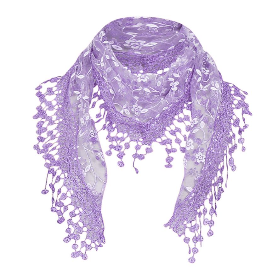 sjaal Vrouwen Lace Sheer Bloemen Sjaal Wrap Tassel Sjaal 7.25