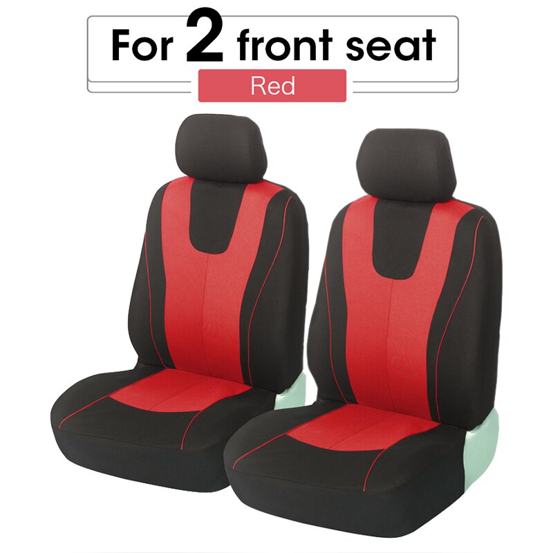 Universal Blue Car Seat Cover Polyester Fabric Protect Seat Covers: 2 pcs  red front