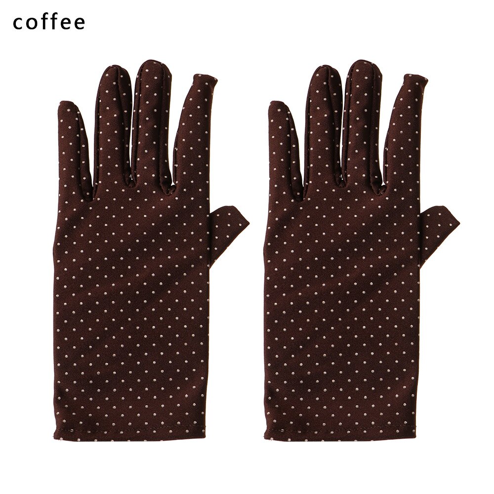 1 par solbeskyttelse håndledshandsker dot elastiske vanter damehandsker strikket stof vintage vanter til indkøb: Kaffe