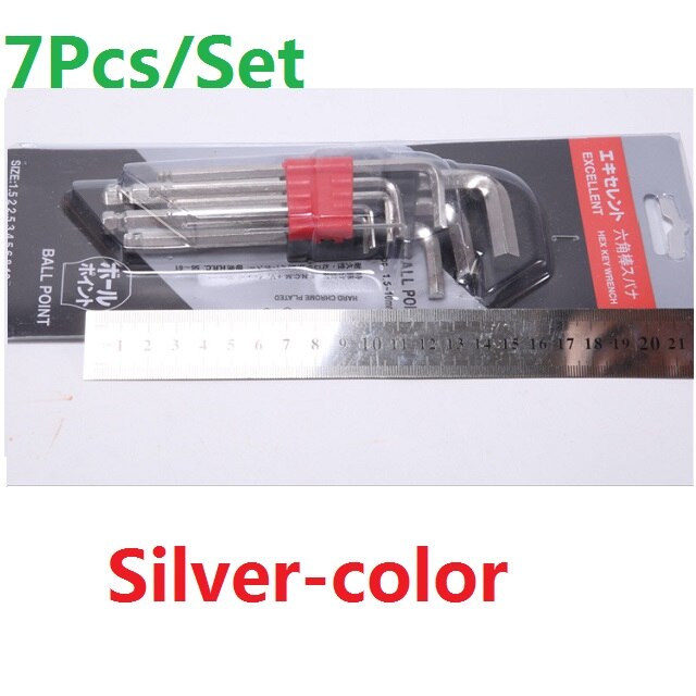 7Pcs/Set Stainless Steel Hexagon Wrench Spanner Hand Tool Triple Cross L Shape 90Degree Angle Long Arm Torx Star Repair Kit DIY: Silvercolor