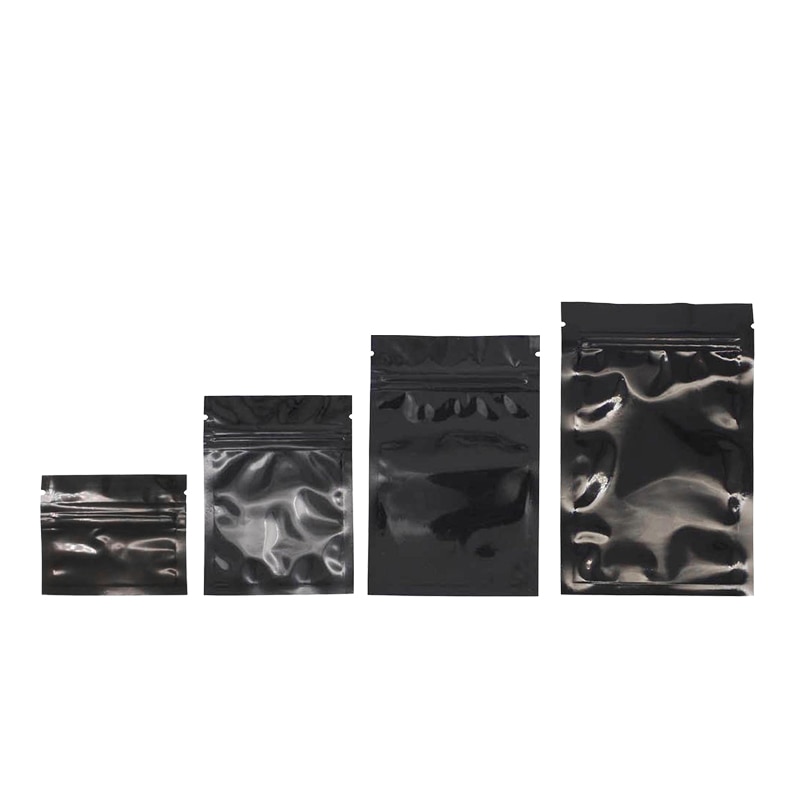 100 stk svarte metalliserte zip lock-poser matpose matoppbevaringsposer, svarte plast-aluminiumsfolie zip-poser
