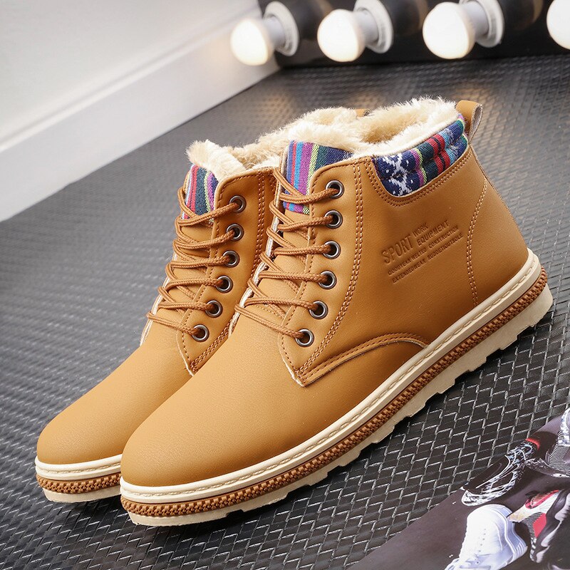 Newest Winter Men Snow Boots Ankle Warm Working Boots Men Casual Shoes Vintage Style Lace Up Men Boots Waterproof