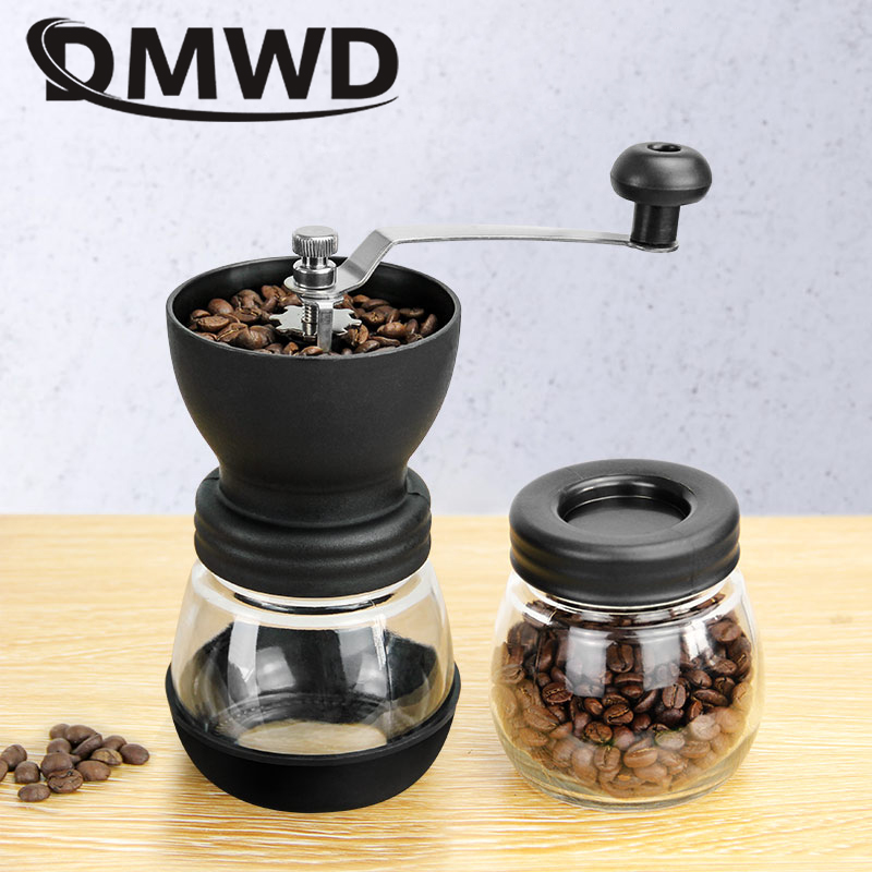 DMWD Hand-cranked Coffee Grinder Manual Mini Coffee Bean Pulverizer Kitchen Seed Cafe Spice Grinding Machine Ceramic Burr Mill