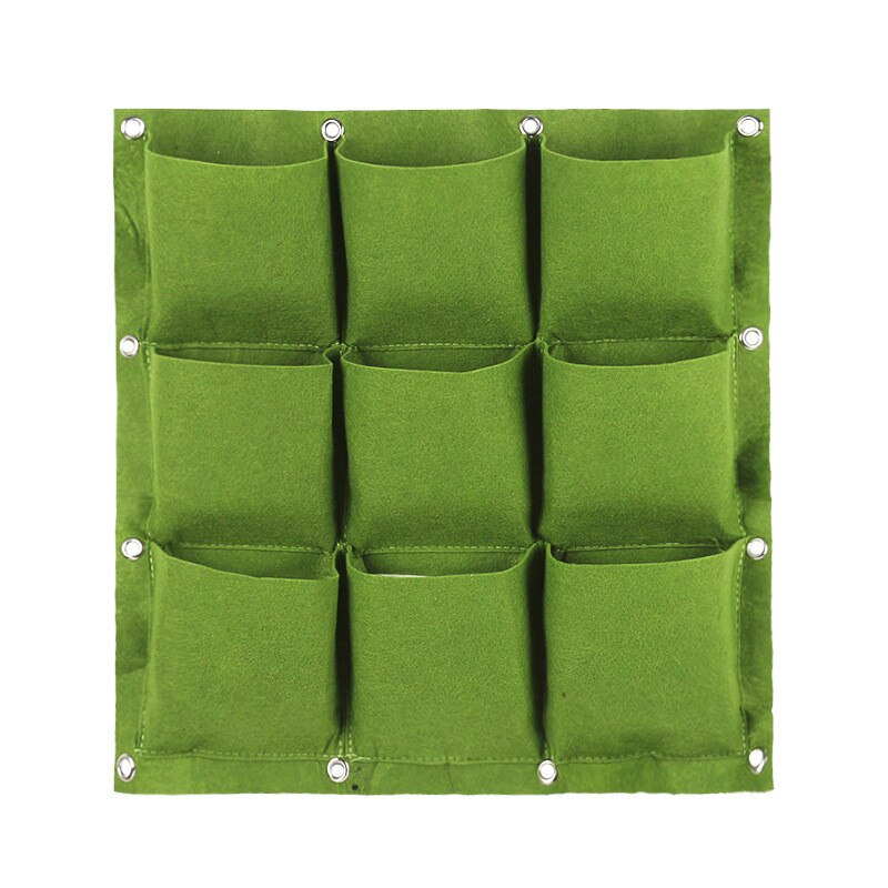 Bolsas de plantación para colgar en la pared, macetero Vertical para jardín, cultivo de plantas verdes, bolsa de vida vegetal, bolsas de suministros, 6/9/12/18 bolsillos: Green 9 pockets