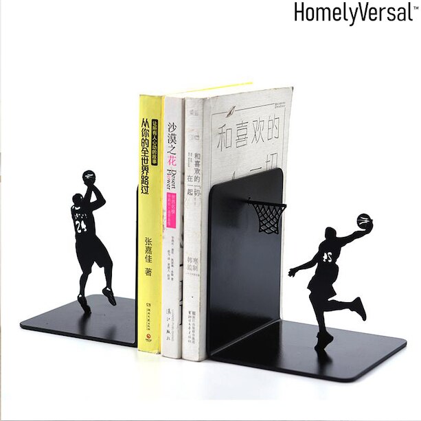 Mode Koele Metalen Stopper Houder Human-Vormige Basketbal Fan Boekensteun Voor School Briefpapier & Office Supply: black 1