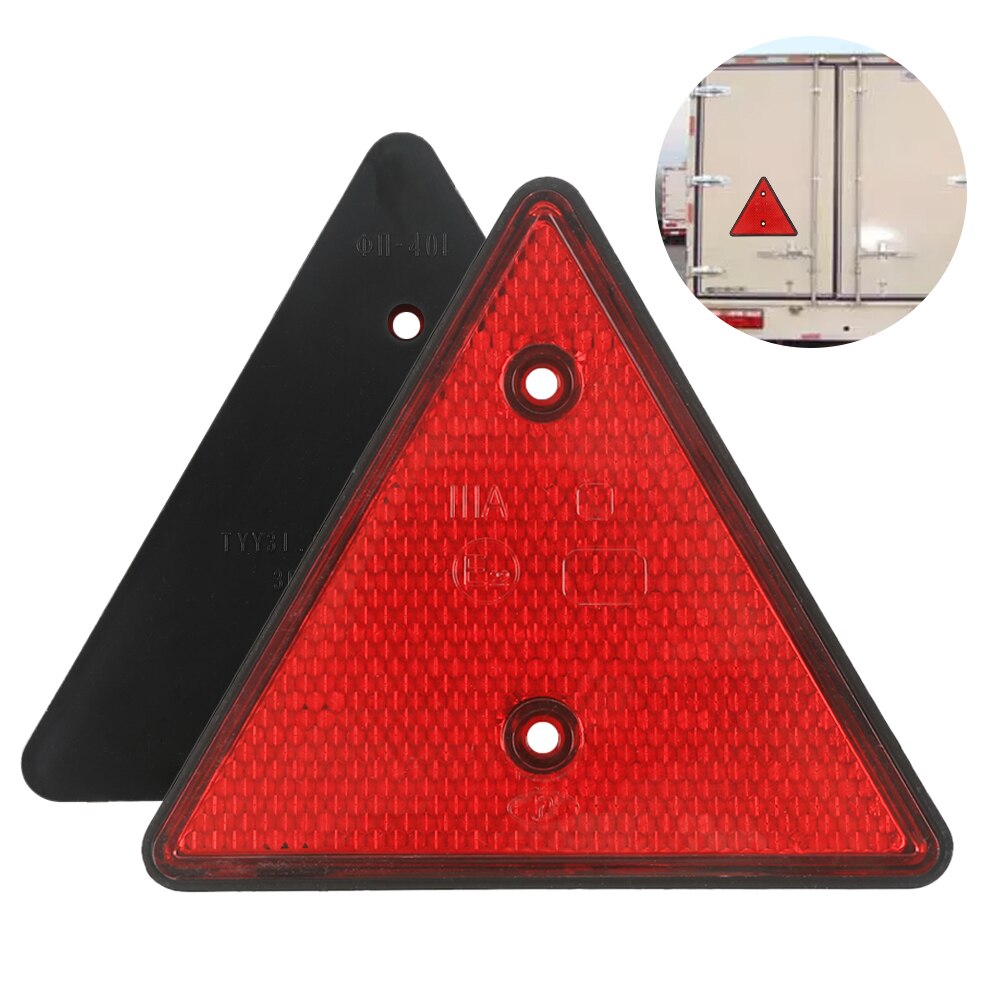 2 Pcs Triangle Warning Reflector Stop Warning Sign Reflective Safety Sign Board Truck Plate Red Rear Light Safety Reflective