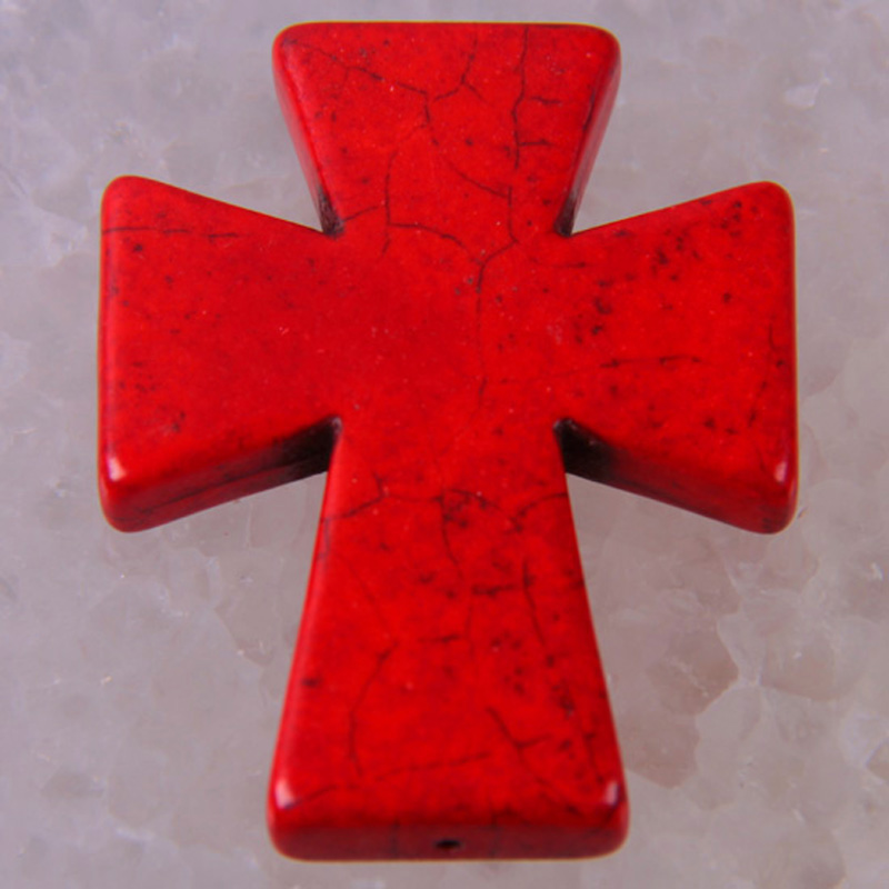Pendentif croix Turquoise 50x40MM, bijoux pour femme, , perle ample, S009-S018