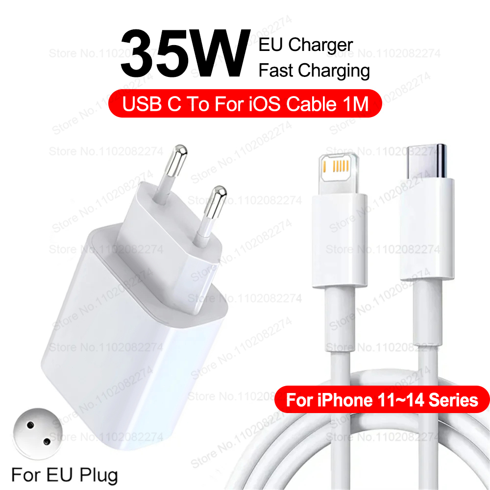 PD 35W USB C Charger For iPhone 16 15 14 13 12 11 Pro Max 7 8 Plus XR XS Fast Charging USB C Cable Date Wire Charger Accessories: KR