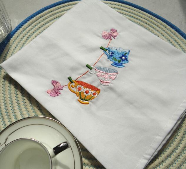 45x70cm simples bordado guardanapo de mesa algodão chá cozinha pano de limpeza cozimento pano foto fundo decoração: Cups
