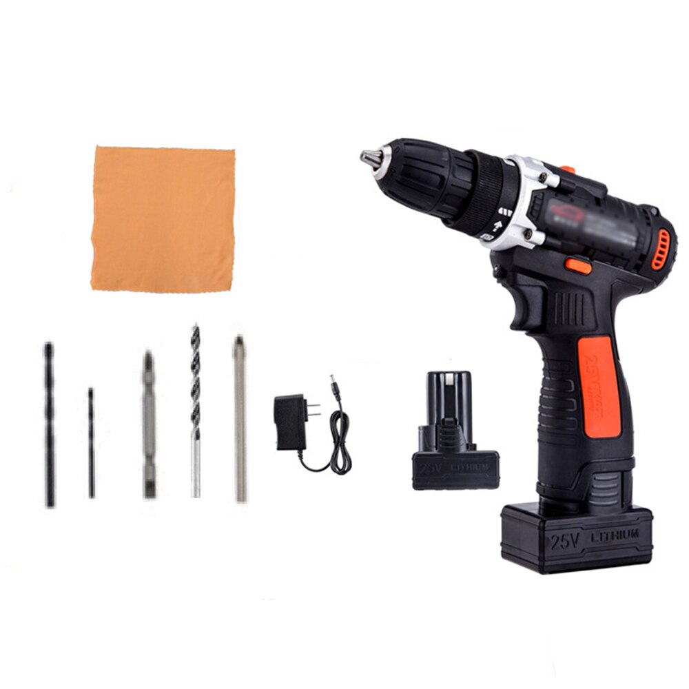 1350rpm Variable Speed Car Buffer Waxer Polisher 25V Cordless Drill/Driver Kit with Light Rechargeable for Car Furniture Beauty: Black / EU
