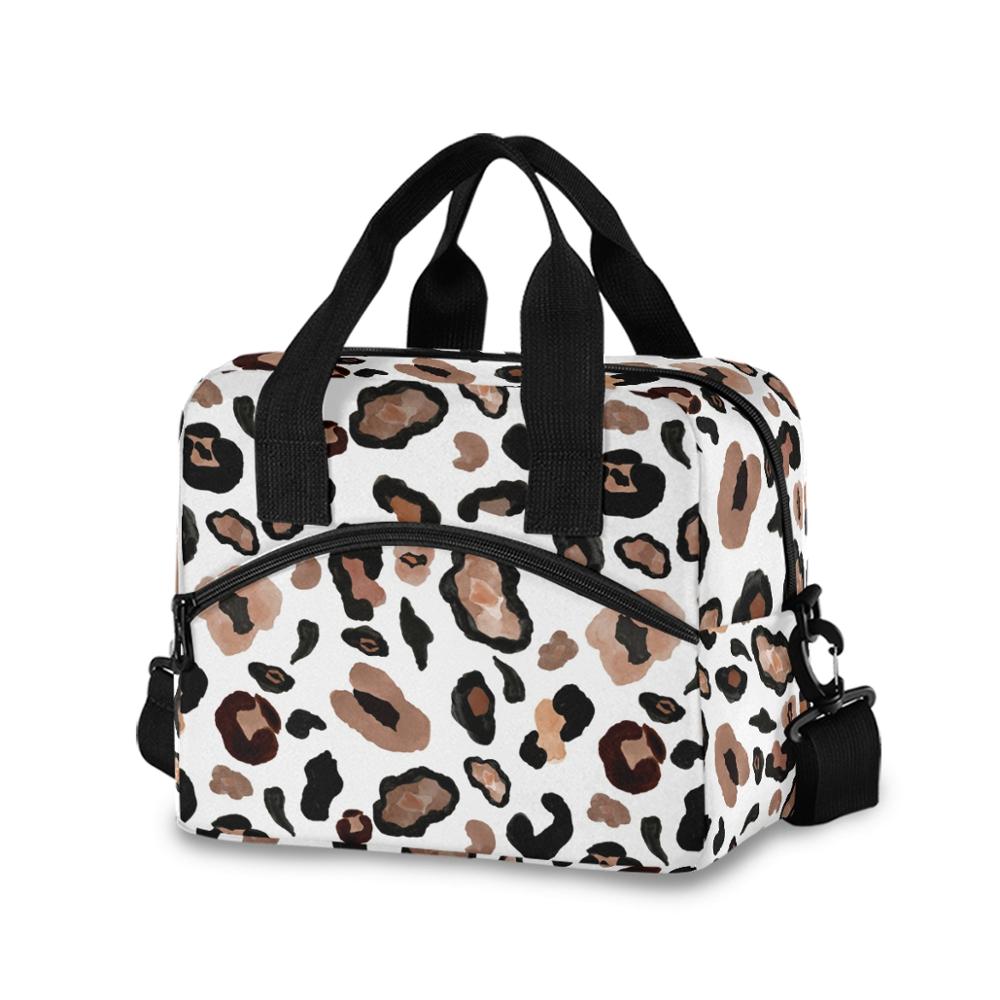 Alaza Koeltassen Geïsoleerde Lunch Tas Voor Vrouwen Grote Voedsel Zak Luipaard Print Draagbare Oxford Lunchbox Tas Thermische Picknick tote