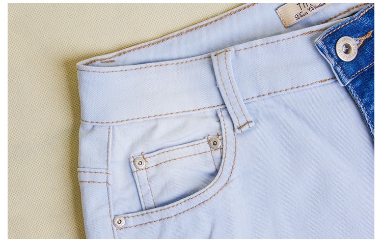 LOGAMI Skinny Ripped Jeans Woman Contrast Color Slim Jeans For Women Denim Pants