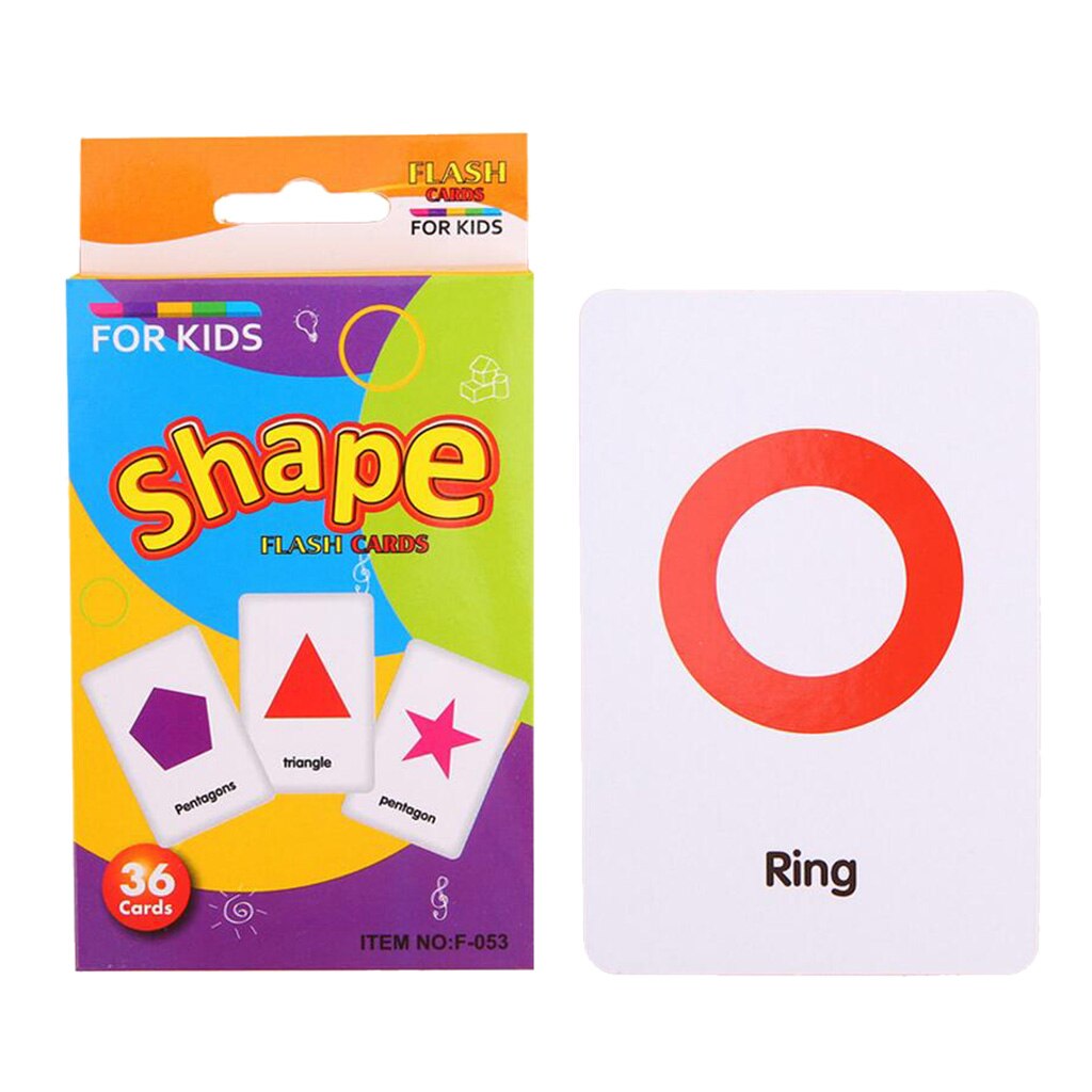 36 Pieces Preschool Educational Flash Cards for Kids Shapes