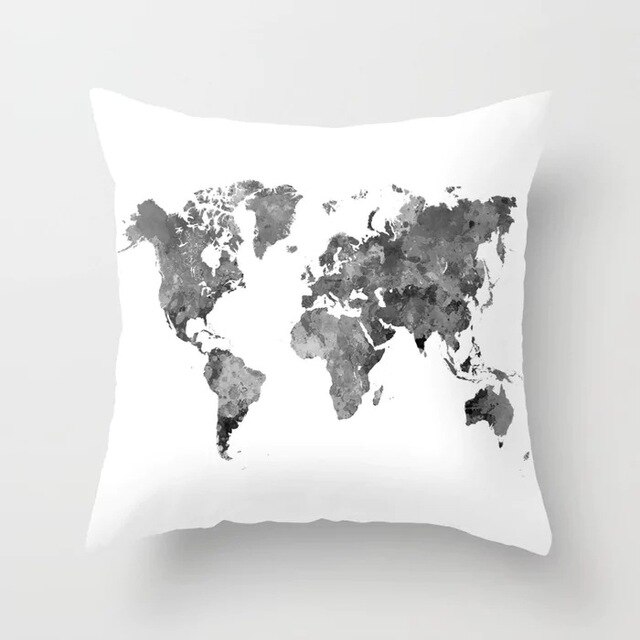 Maailmankartta tyynynpäällinen koristelu 45 x 45cm polyesterikoriste tyynynpäällinen vaaleanpunainen tyynynpäällinen kotikoulu makuuhuoneen sisustus.: H07
