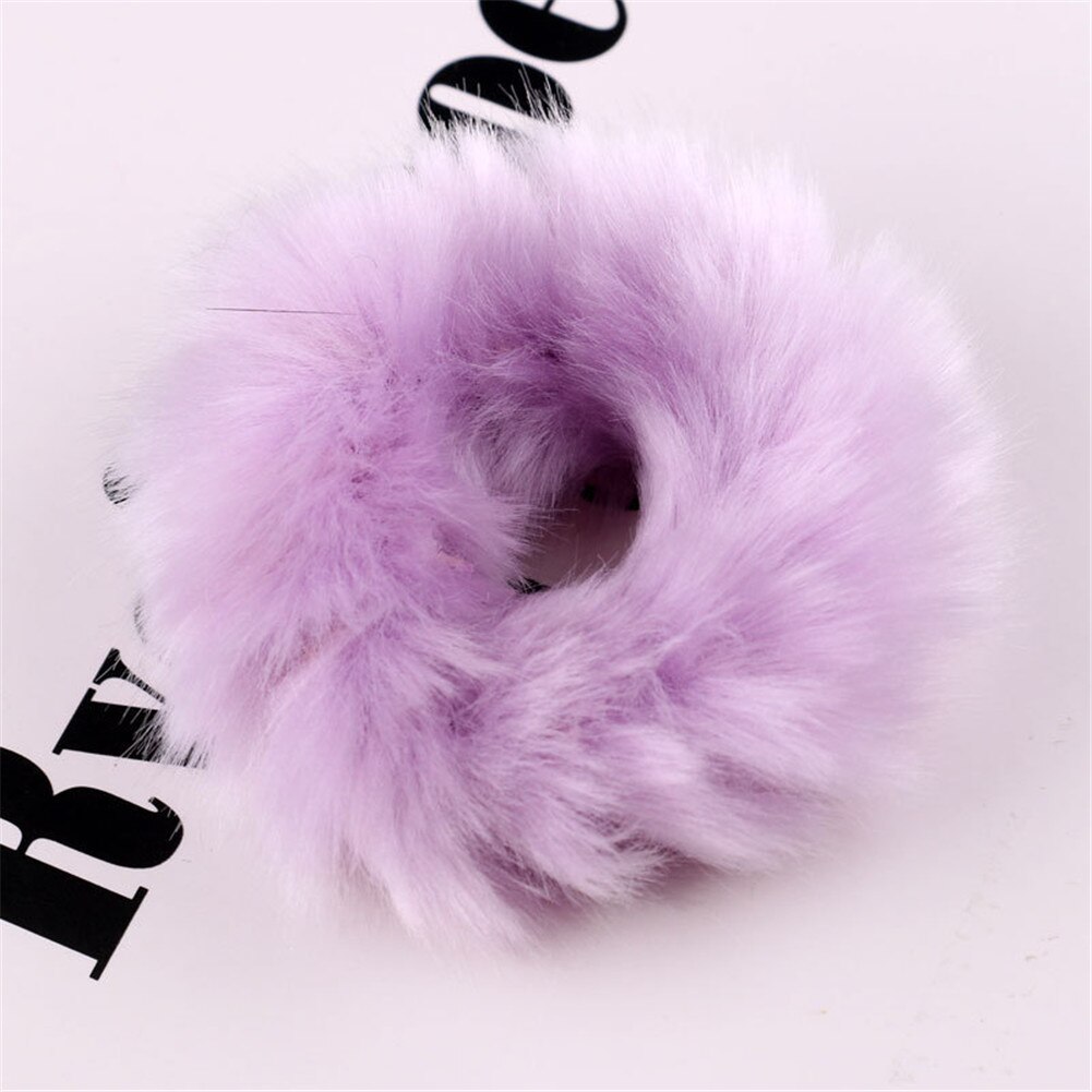 Anneau élastique en fausse fourrure, chouchou, accessoires pour cheveux, peluche élastique pour queue de cheval, attaches pour cheveux pour filles: VIOLET