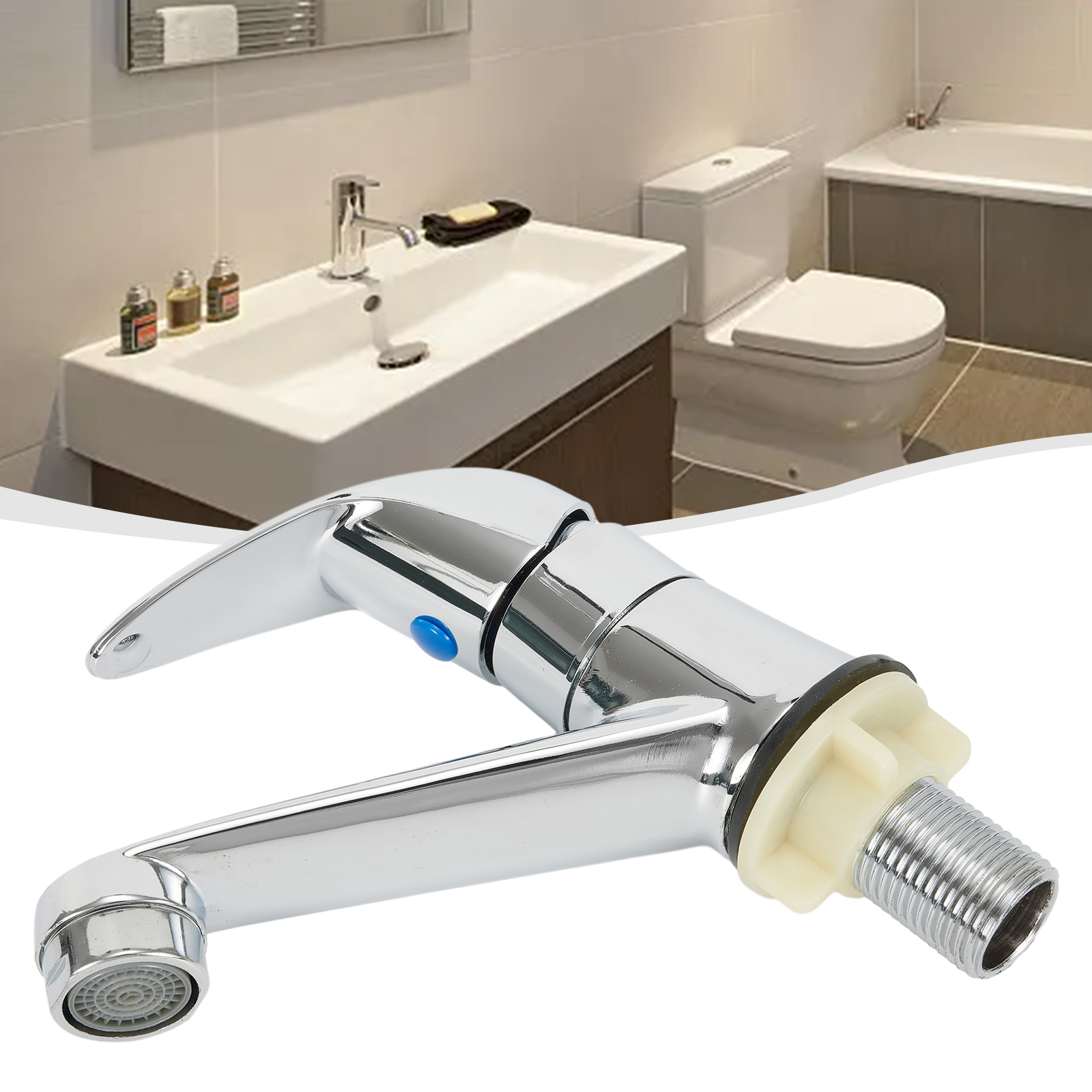 Badkamer Wastafelkranen Enkele Koudwaterkraan Zilver Badkamerkranen Enkele Handgreep Badrandcombinaties Wastafelkranen Hardware Accessoires