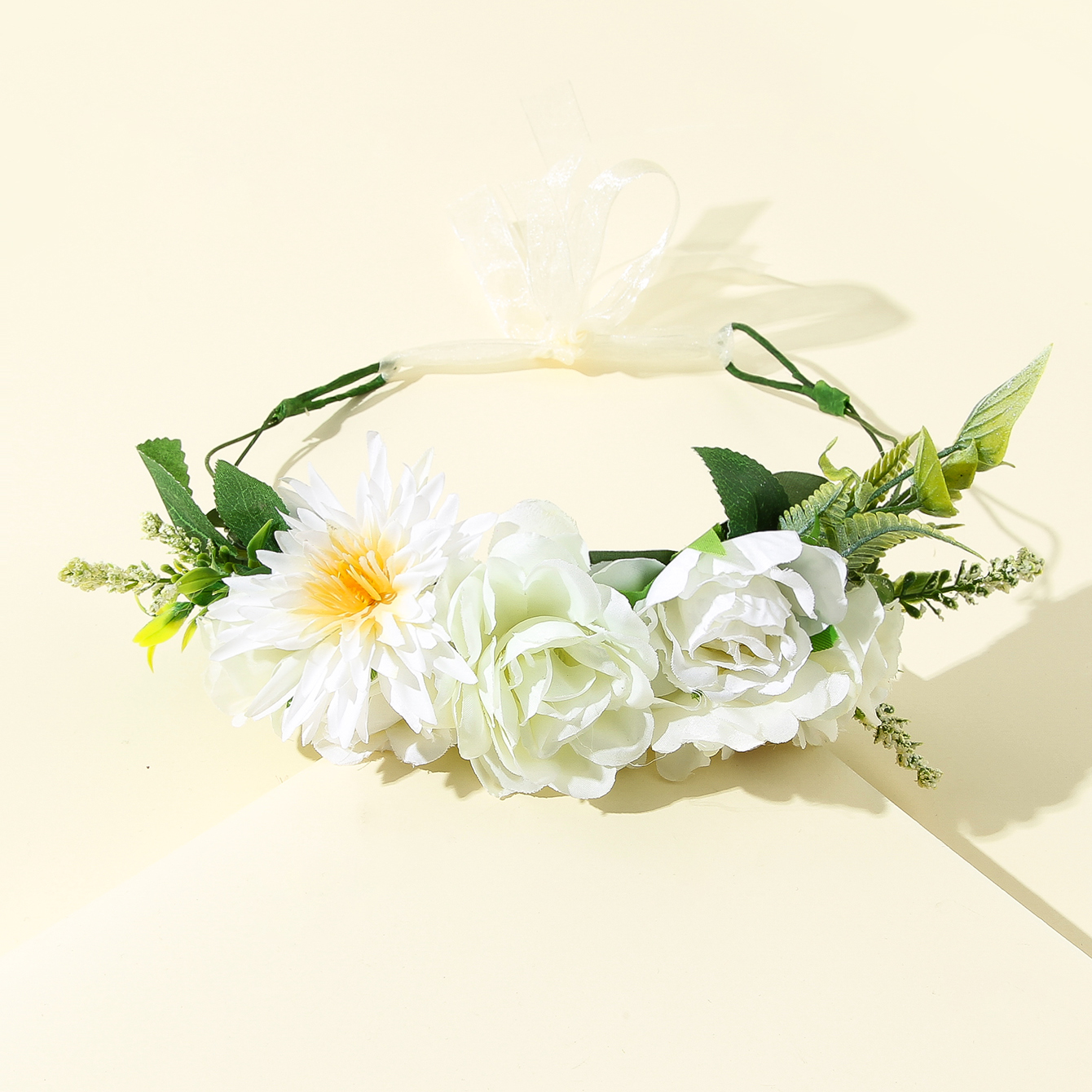 Corona pequeña de flores de girasol para niña, diadema para niña, accesorios para el cabello, tocado para mujer, guirnalda Floral, tocado nupcial: 6